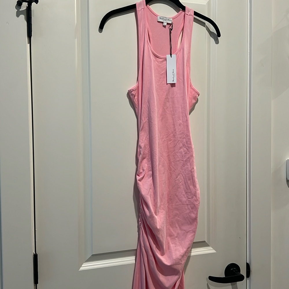 NWT Michael Stars Bubble Gum Pink Gathered/ruched Sides Dress